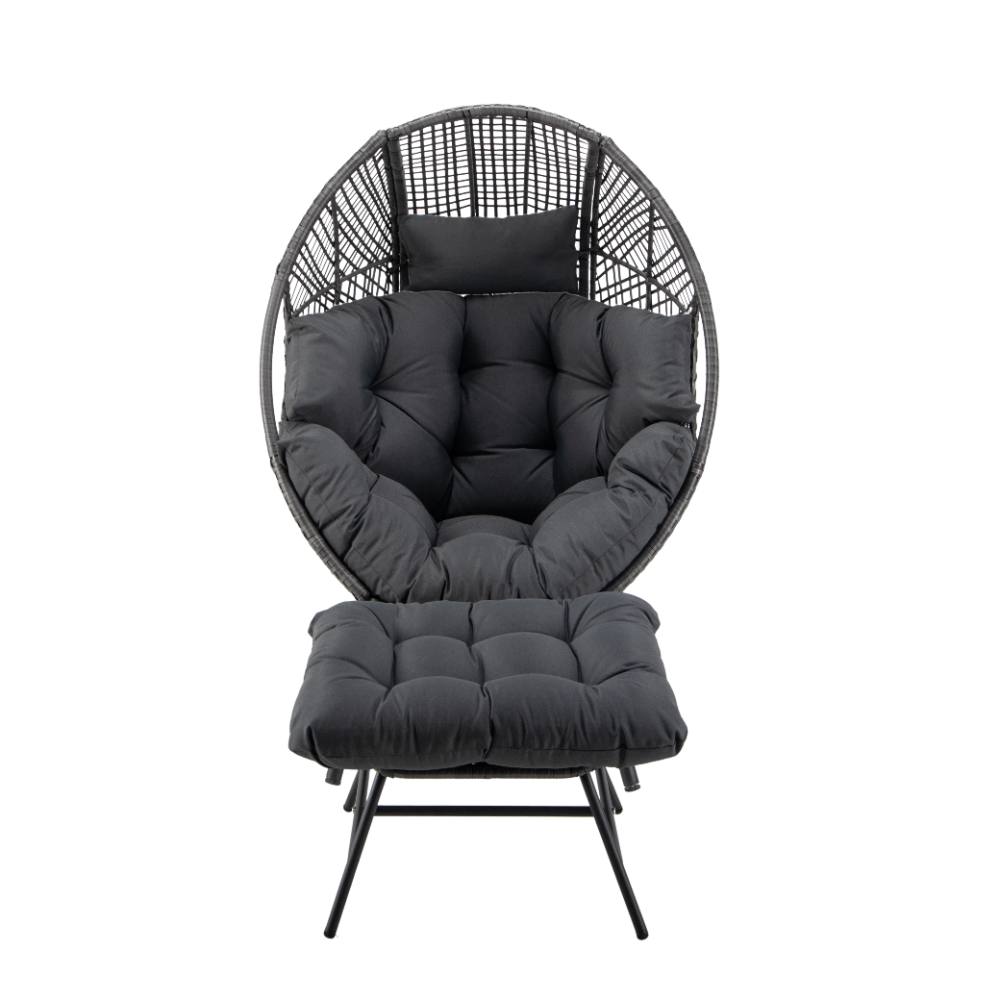 Avoca Single Egg Chair With Ottoman - Charcoal image 2