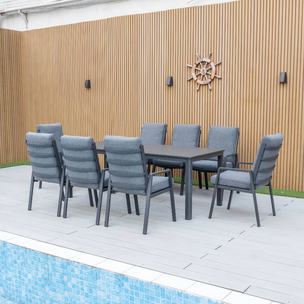 Bondi High Back 9 Piece Dining - Gunmetal image 2
