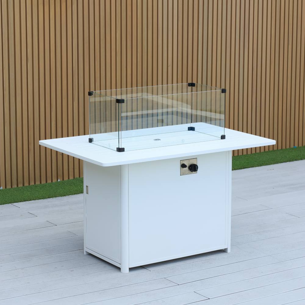 Bondi 4 Piece Triple Lounge with Gas Fire Pit Coffee Table - White image 9