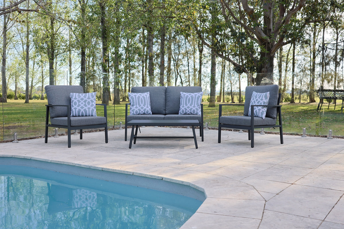 Noosa Double 4 Piece Lounge Set - Gunmetal outdoor furniture setting - view 2