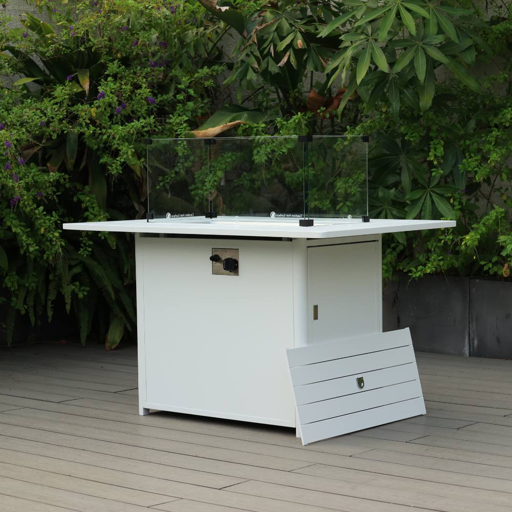 Bondi 4 Piece Double Lounge with Gas Fire Pit Coffee - White image 10