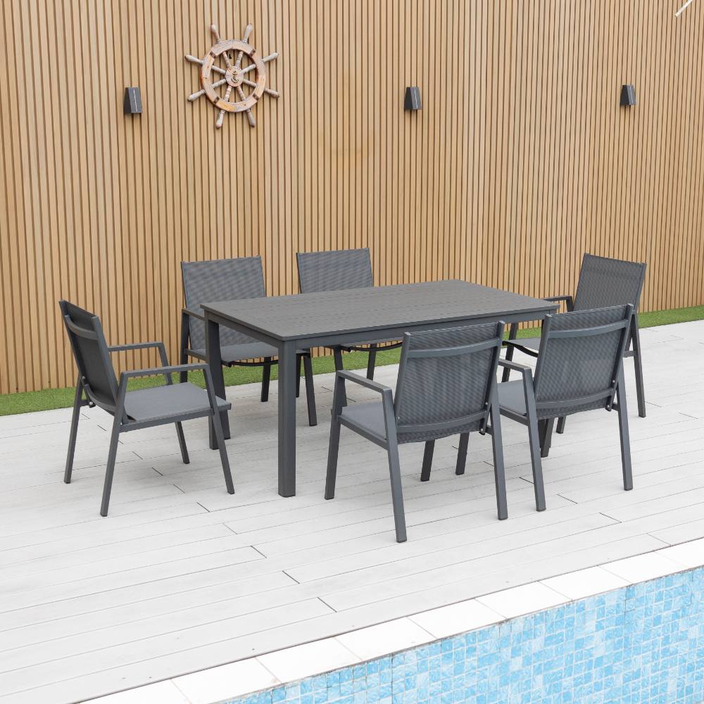 Bondi Sling 7 Piece Dining (160/93) - Gunmetal image 2