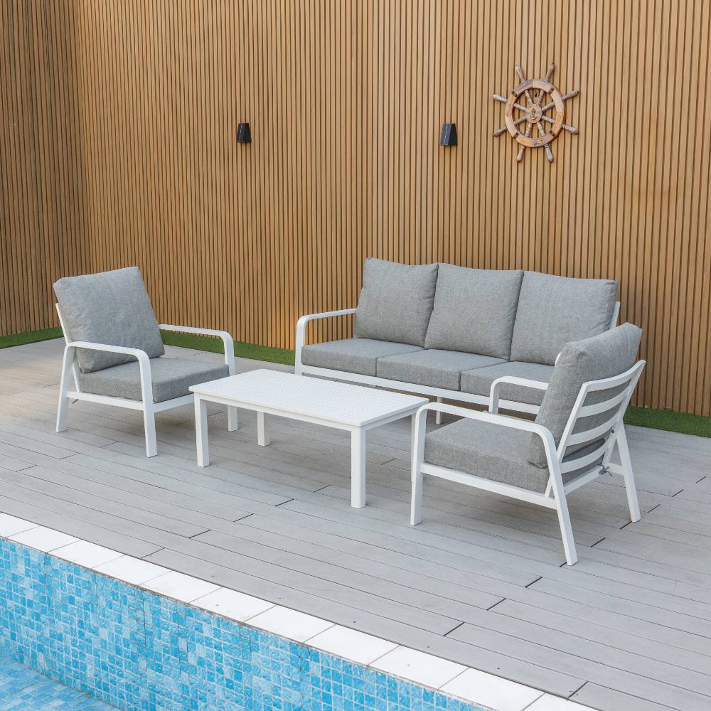 Bondi 4 Piece Triple Lounge - White image 6