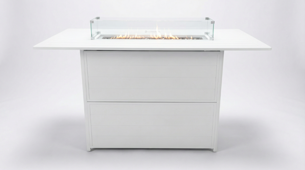 Bondi 5 Piece Lounge with Gas Fire Pit Coffee Table - White image 2