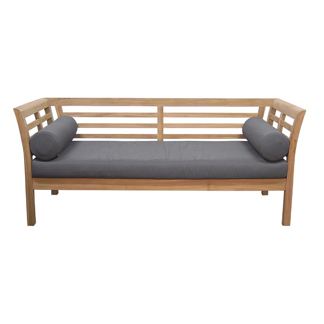 Small Teak Daybed - Base Cushion And 2 Rolls - 205 x 70 x 85 image 1