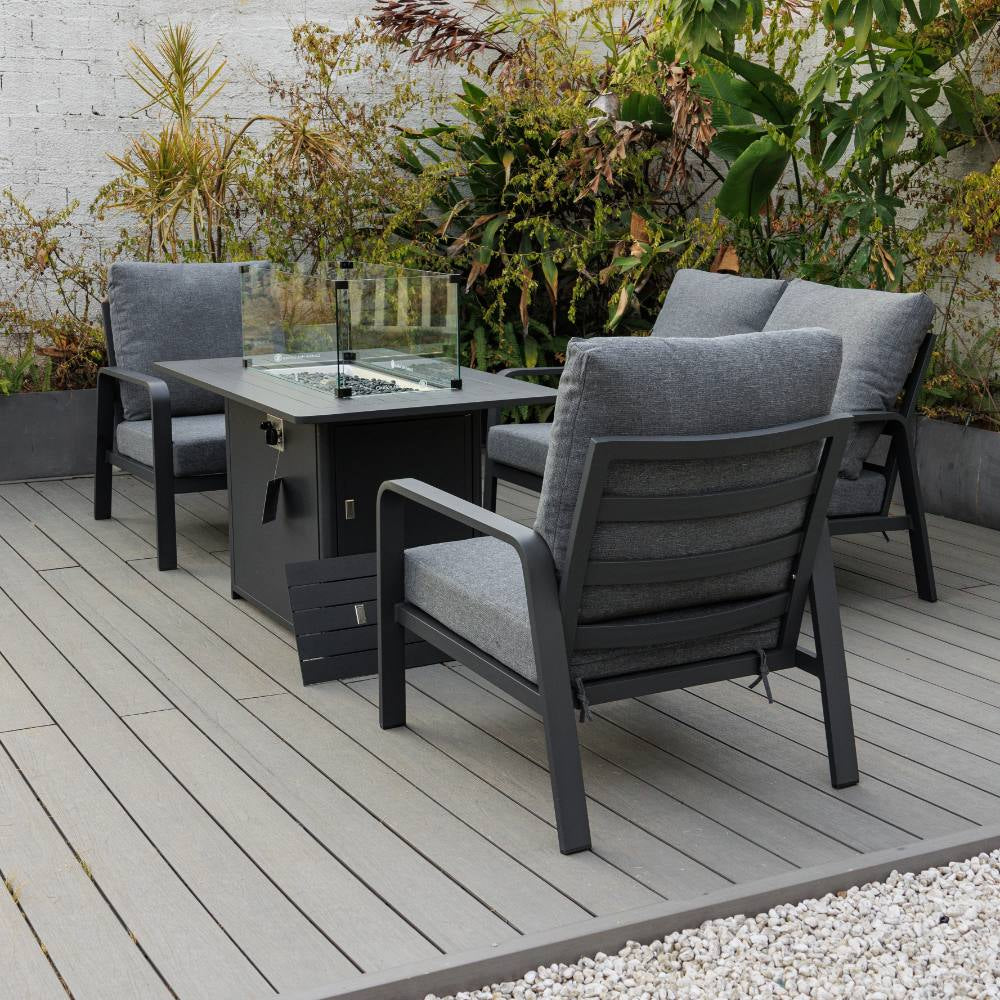 Bondi Double 4 Piece Lounge with Gas Fire Pit Coffee Table – Gunmetal image 2
