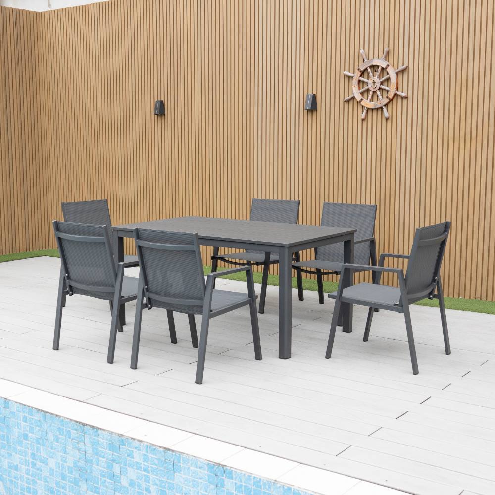 Bondi Sling 7 Piece Dining (160/93) - Gunmetal image 1