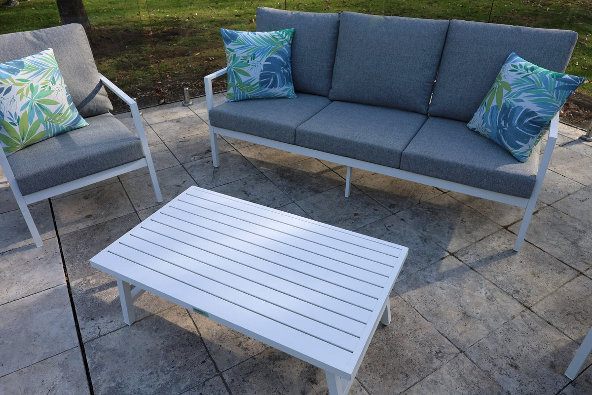 Noosa Triple 4 Piece Lounge Set - White outdoor furniture setting - view 3