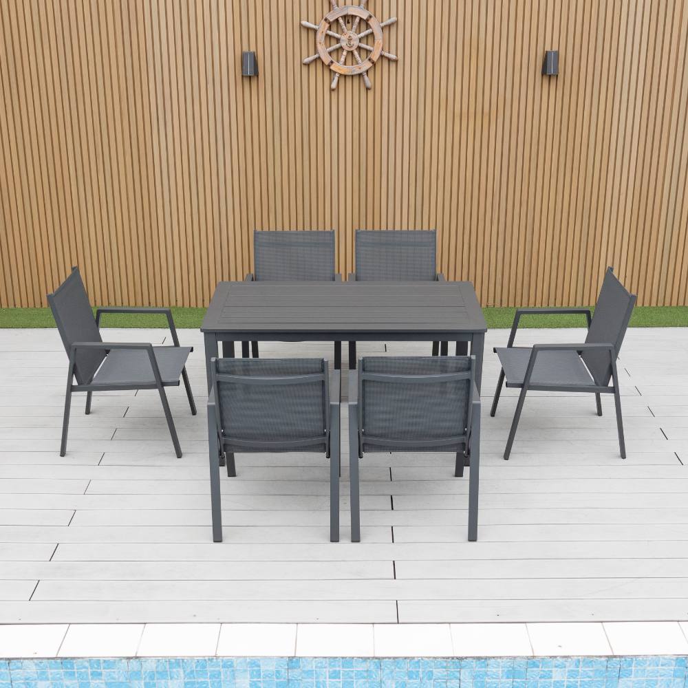 Bondi Sling 7 Piece Dining (160/93) - Gunmetal image 12