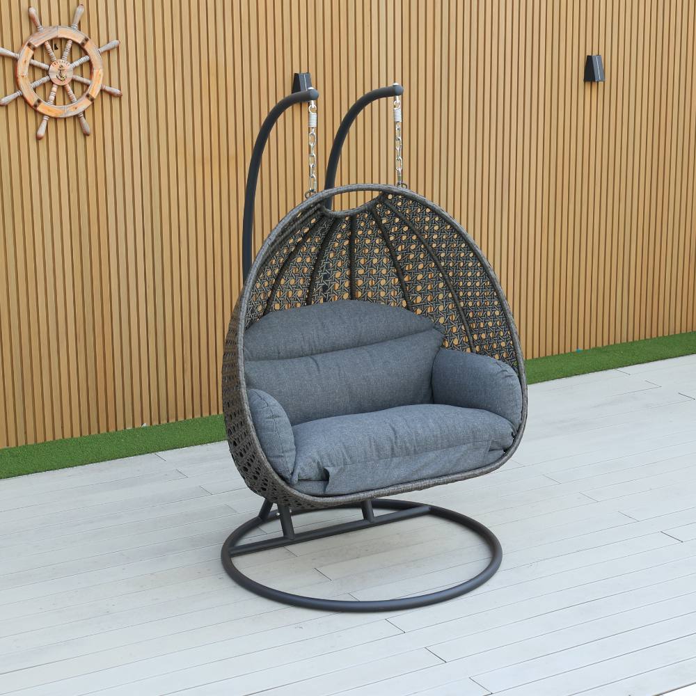 Dubai Double Swinging Chair - Charcoal Wicker image 1