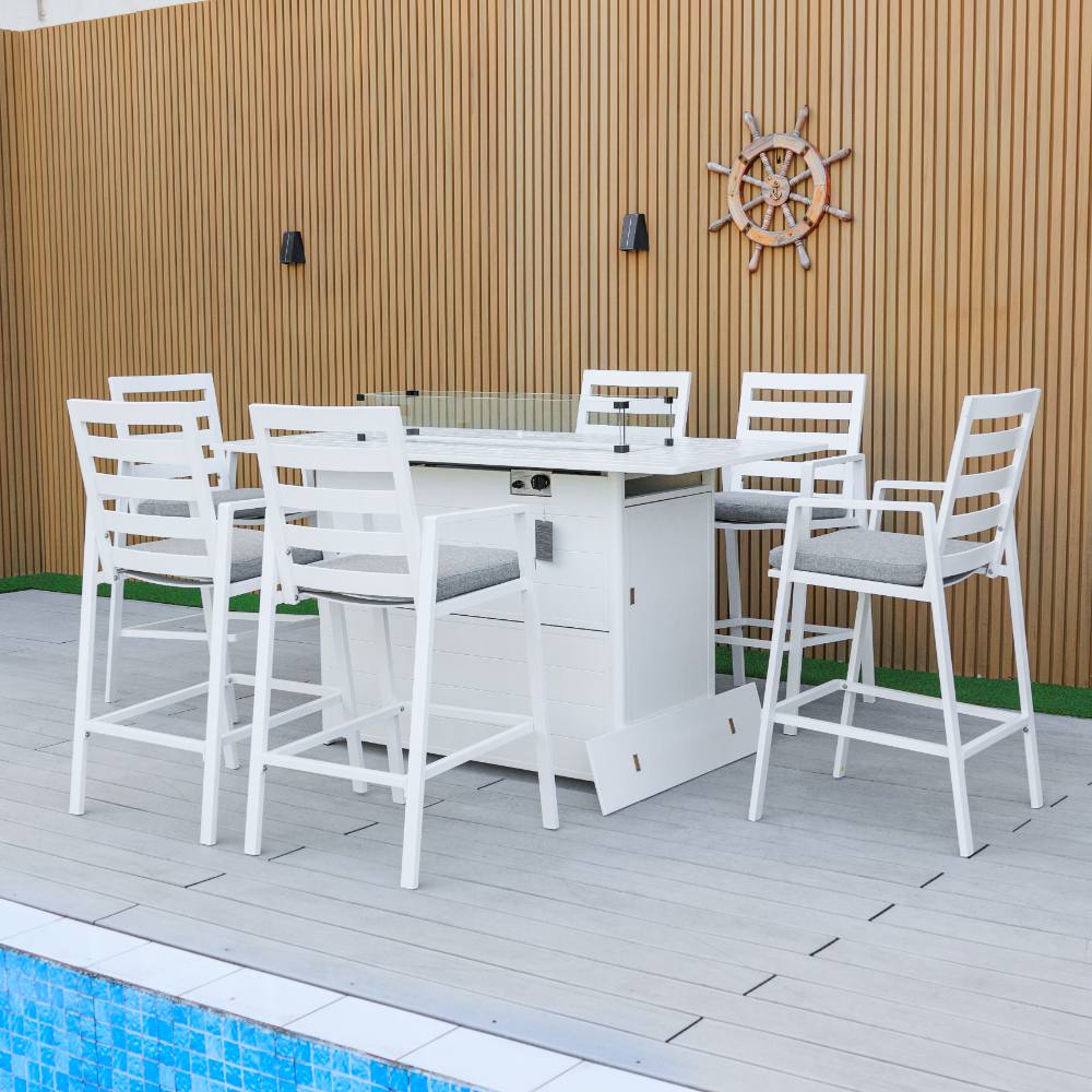 Bondi Gas Bar Fire Pit 7 Piece - White image 10