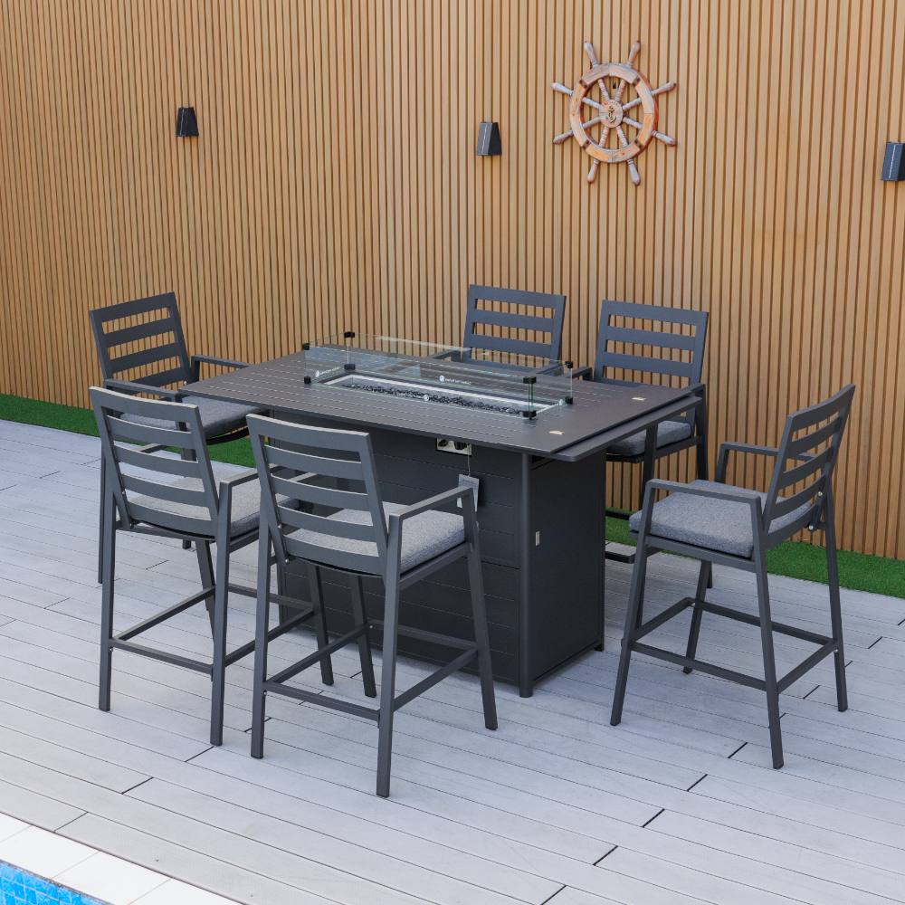 Bondi Bar Gas Fire Pit 7 Piece - Gunmetal image 1