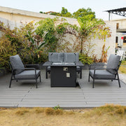 Bondi Double 4 Piece Lounge with Gas Fire Pit Coffee Table – Gunmetal image 0