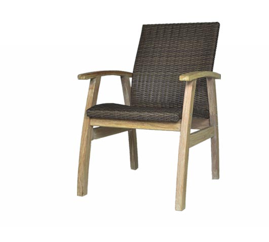 Flinders Wicker Arm Chair Teak Timber - Grey Wicker image 0