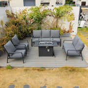 Bondi 5 Piece Lounge with Gas Fire Pit Coffee - Gunmetal image 0
