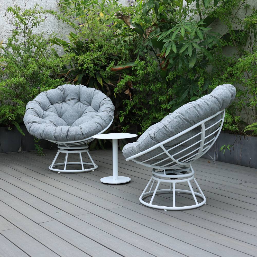 Bondi 3 Piece Swivel Balcony Set - White image 2
