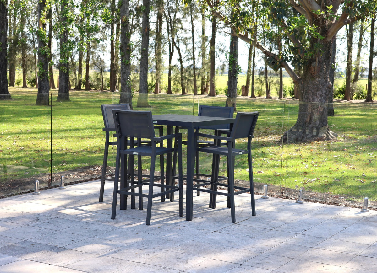Noosa Bar Chair - Gunmetal shown with matching Noosa bar table - view 2