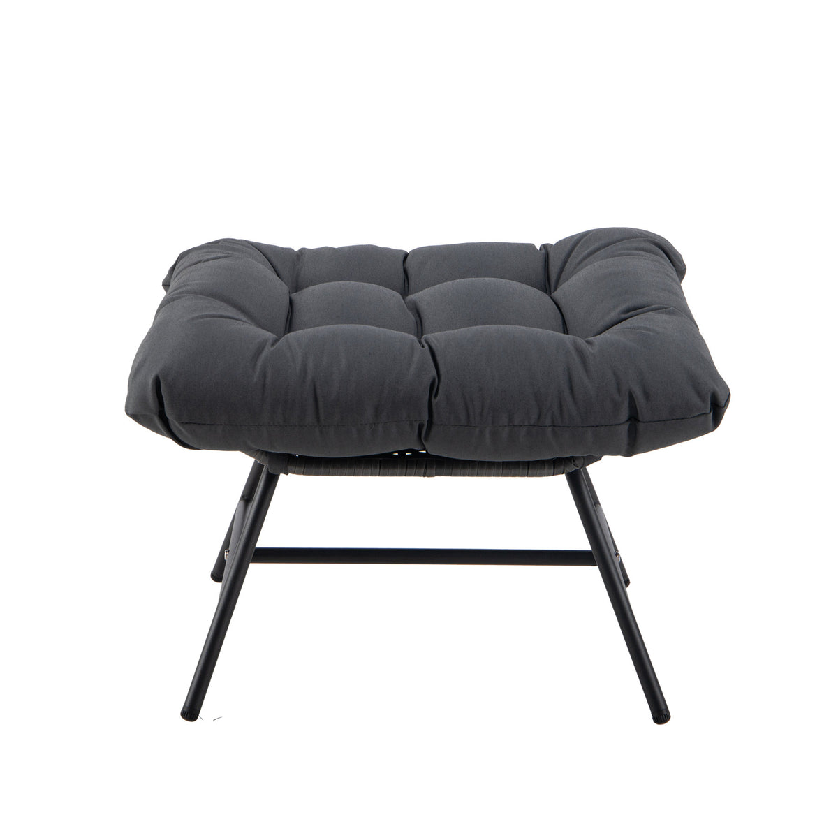 Avoca Double Egg Lounge Charcoal – charcoal cushioned matching ottoman, front view