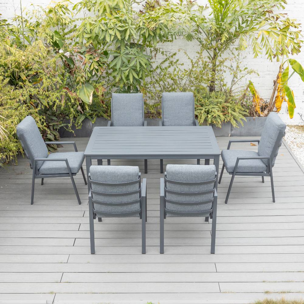 Bondi High Back 7 Piece Dining Setting - Gunmetal image 1