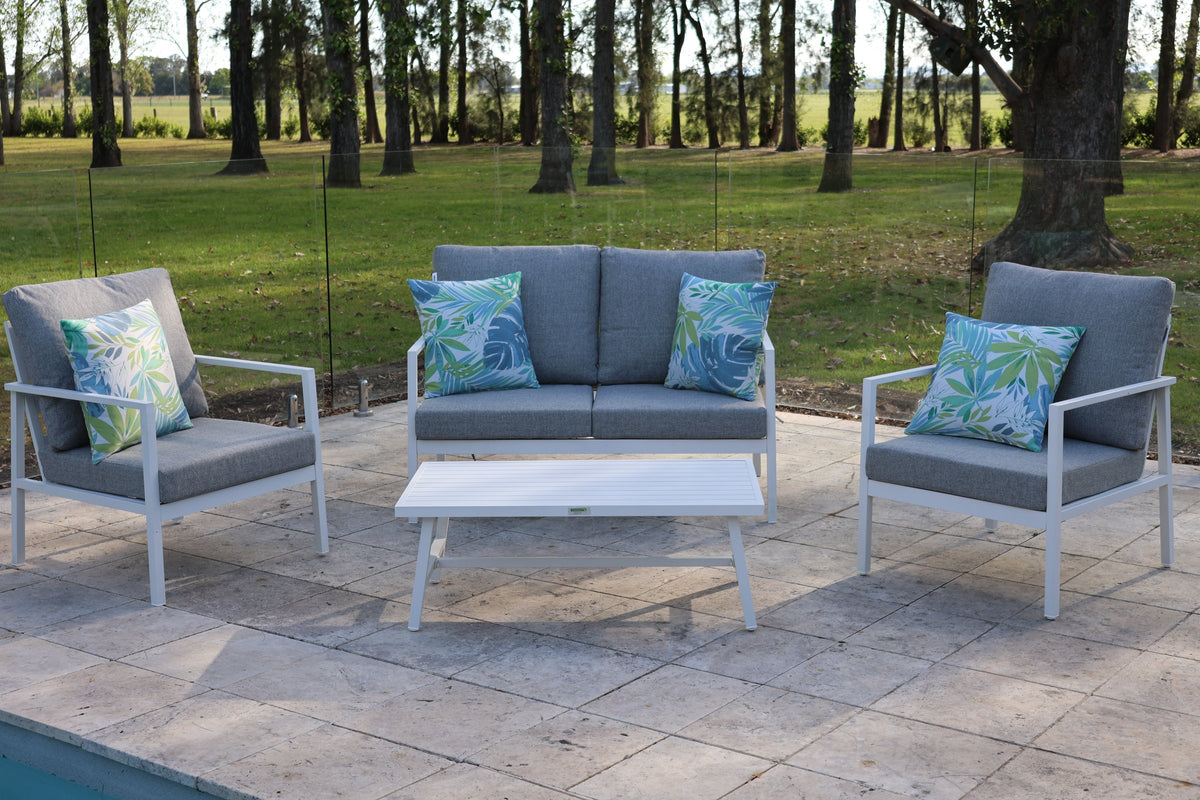 Noosa Double 4 Piece Lounge Set - White outdoor furniture setting - view 1