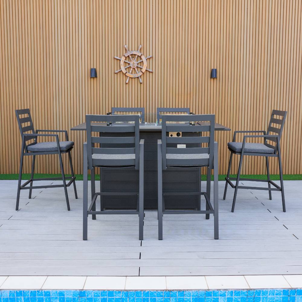 Bondi Bar Gas Fire Pit 7 Piece - Gunmetal image 0