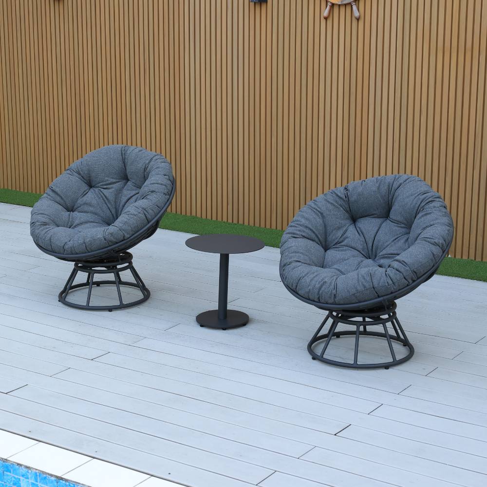 Bondi 3-Piece Swivel Balcony Set - Gunmetal image 1