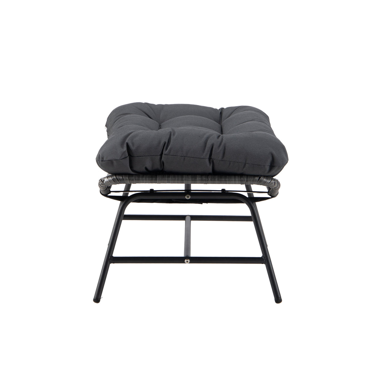 Avoca Double Egg Lounge Charcoal – charcoal cushioned matching ottoman, side view
