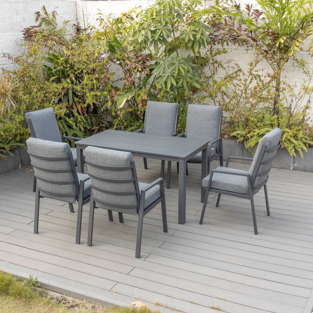 Bondi High Back 7 Piece Dining (140/76) - Gunmetal image 0