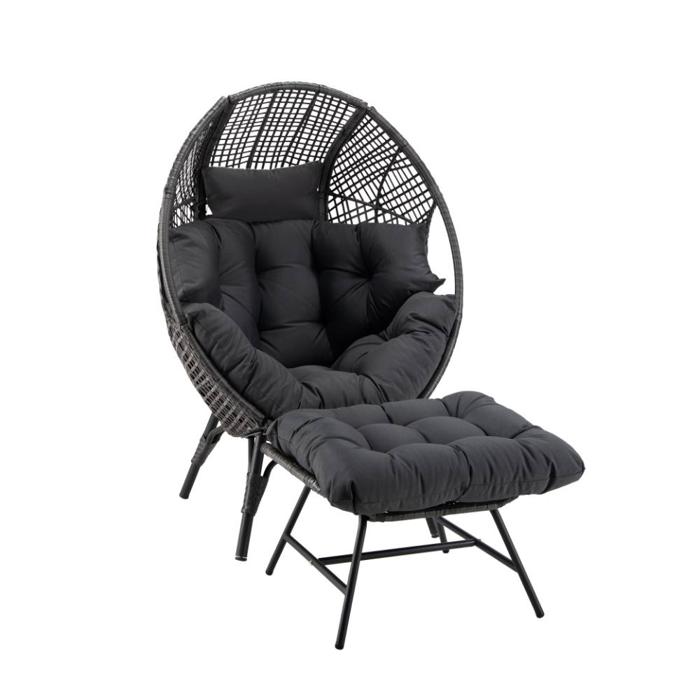 Avoca Single Egg Chair With Ottoman - Charcoal image 1