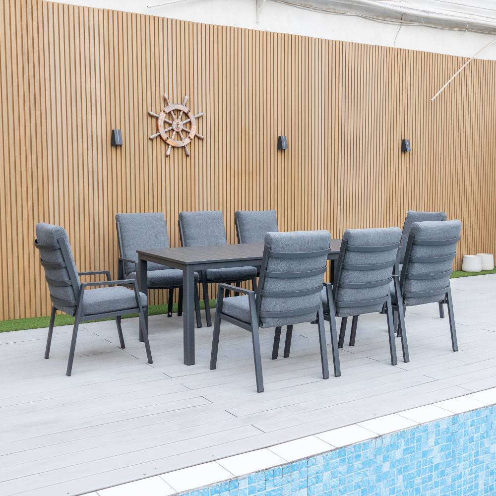 Bondi High Back 9 Piece Dining - Gunmetal image 1