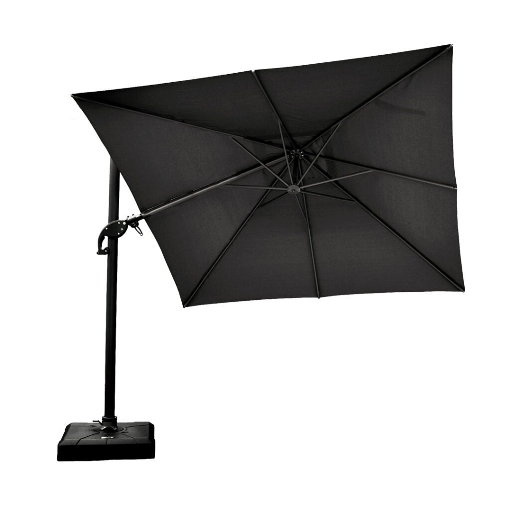 Cantilever 3000 x 4000 Umbrella Black Olefin Gunmetal Alfresco